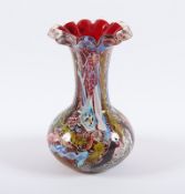 VASE, farbloses Glas, innen rot