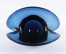 MUSCHELSCHALE, blau getöntes Glas, L