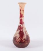 VASE, farbloses Glas, geätzter