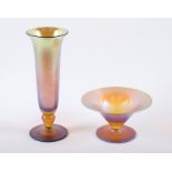 ZWEI MYRA-VASEN, amberfarbenes Glas,