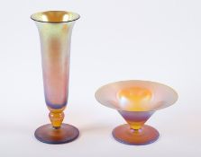 ZWEI MYRA-VASEN, amberfarbenes Glas,