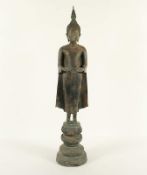 BUDDHA MIT ALMOSENSCHALE, Bronze, auf