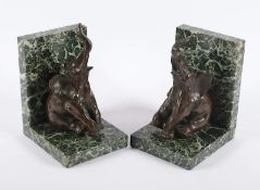 PAAR BUCHSTÜTZEN "ELEFANTEN", Bronze,