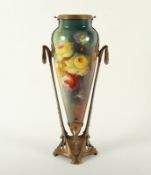 GROSSE VASE, Steinzeug, vergoldete