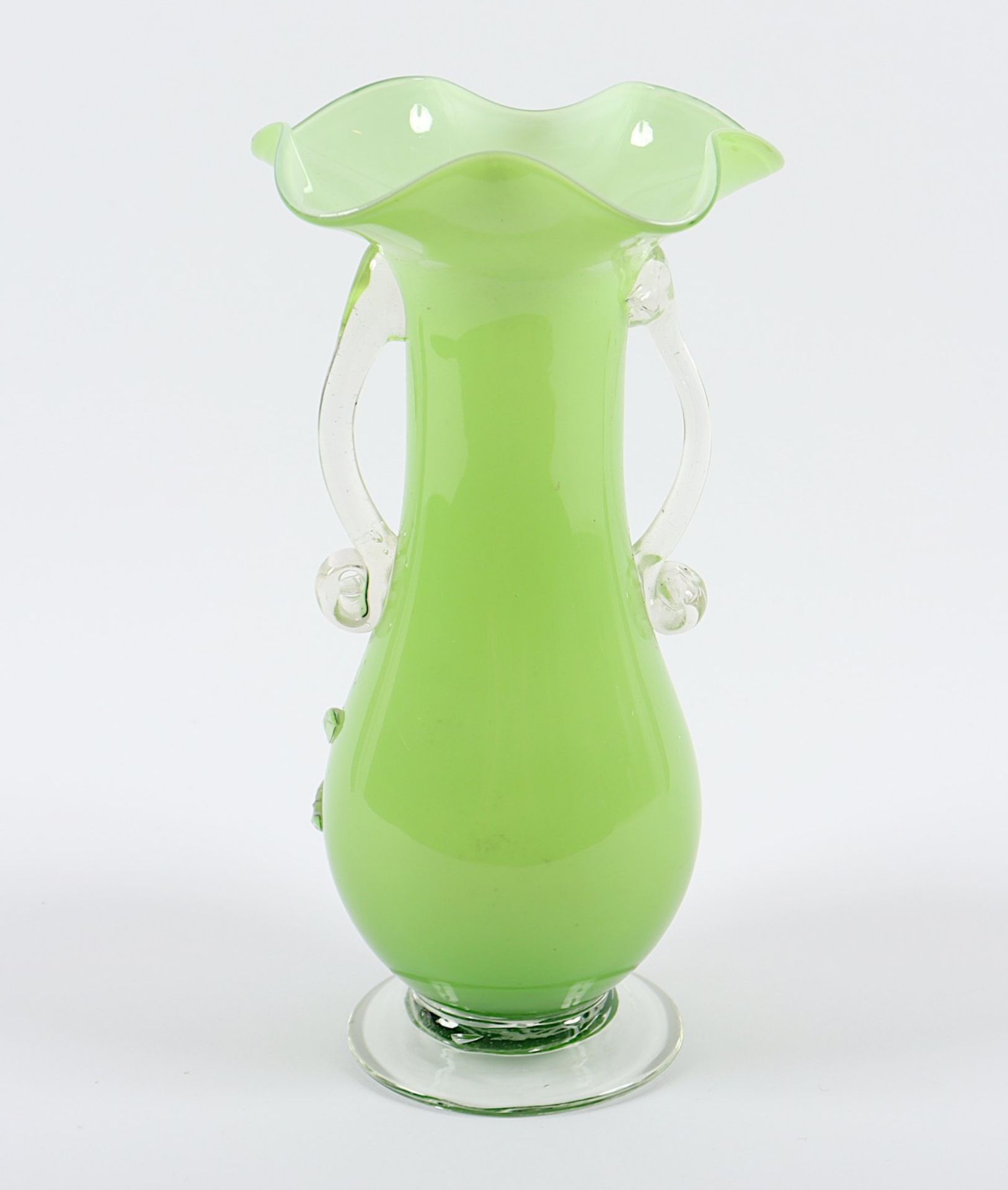 VASE, farbloses Glas, grün opak - Bild 2 aus 2