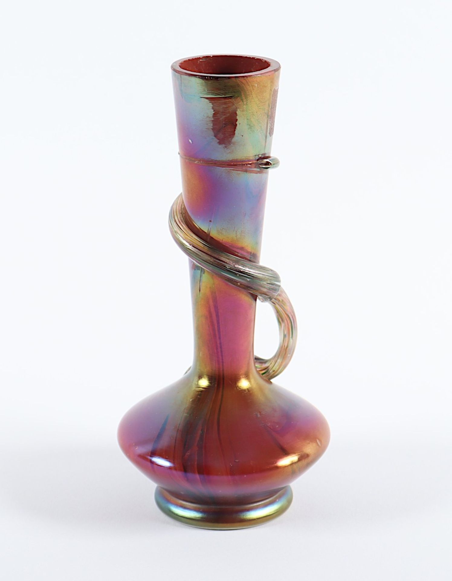 KLEINE JUGENDSTILVASE, farbloses Glas, - Bild 2 aus 2