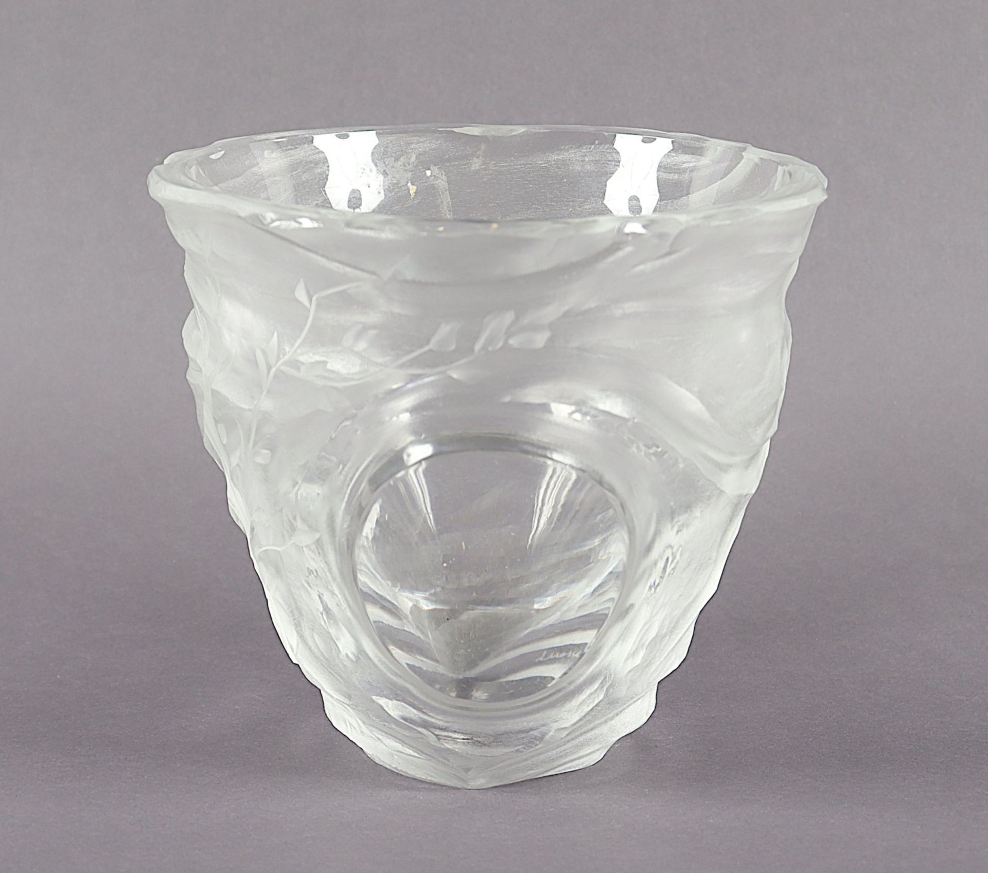 VASE, farbloses, satiniertes Glas,