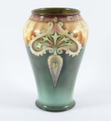 VASE, Steinzeug, farbiger Dekor in