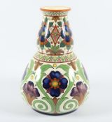 VASE, Steinzeug, farbig gemalter