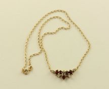 GRANAT-COLLIER, 585/ooo Gelbgold,