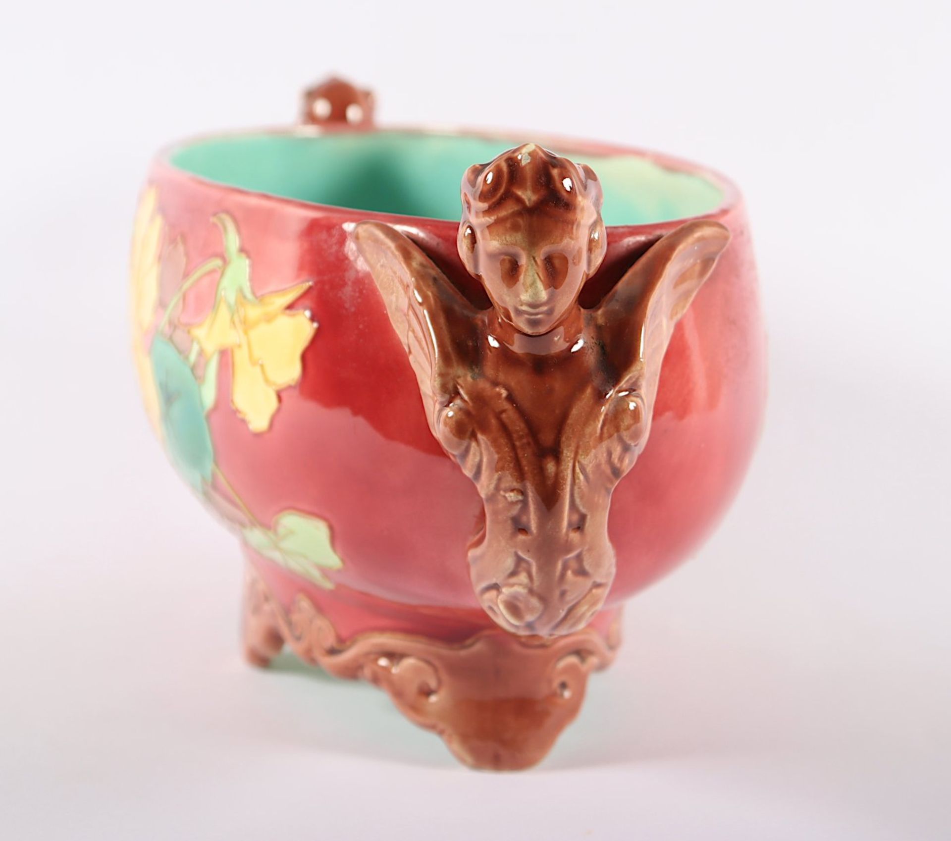 JARDINIÈRE, Keramik, polychrom bemalt, - Bild 2 aus 3