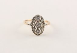 ART-DECO RING, 585/ooo Roségold und