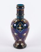 VASE, blau getöntes Glas, lüstriert,