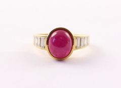 RUBIN-DIAMANT-RING, 750/ooo Gelbgold,