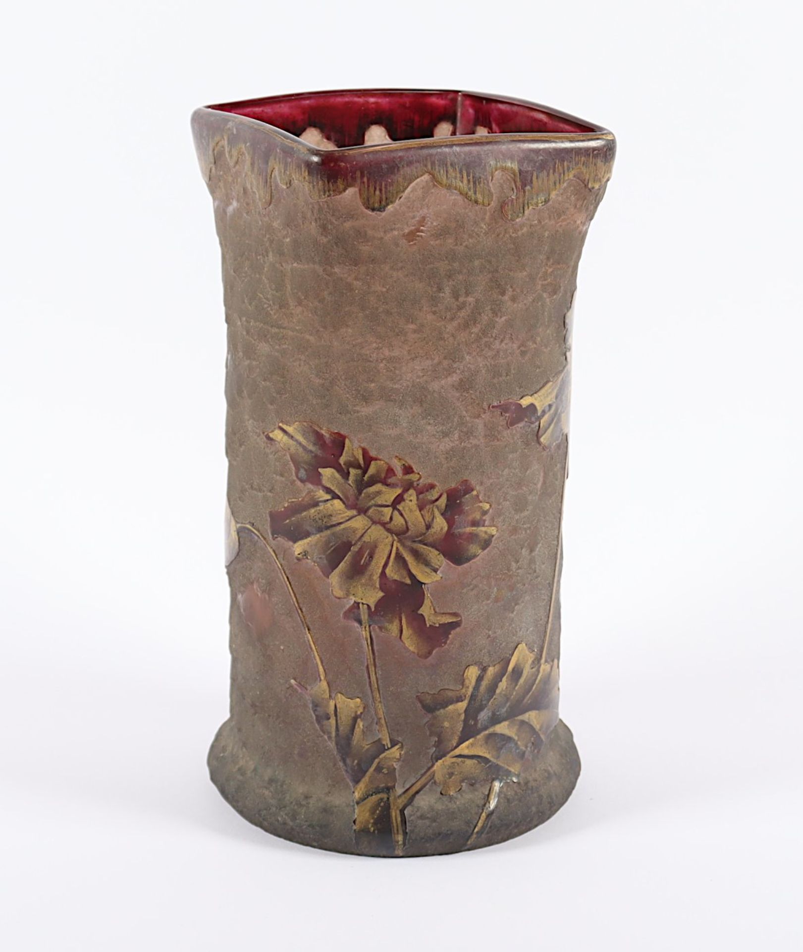 VASE, farbloses Glas, violett