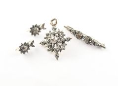 DIAMANT-DEMI-PARURE, Silber, teilweise