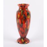 VASE, farbloses Glas, polychrome