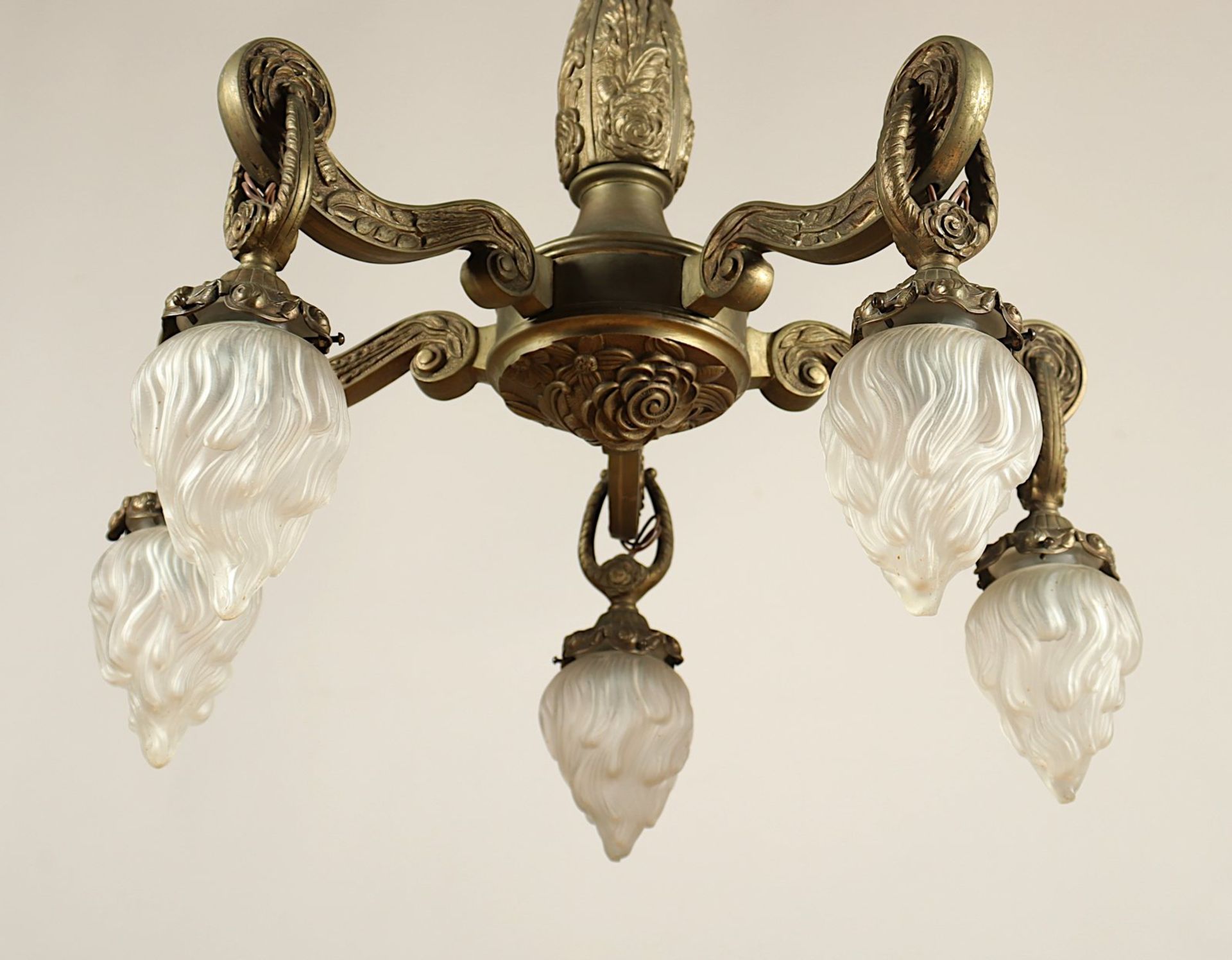 ART-DECO-DECKENLAMPE, Weißmetall, - Bild 2 aus 2