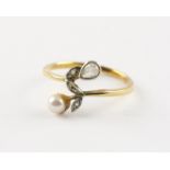 RING, 585/ooo Gelbgold und Silber,