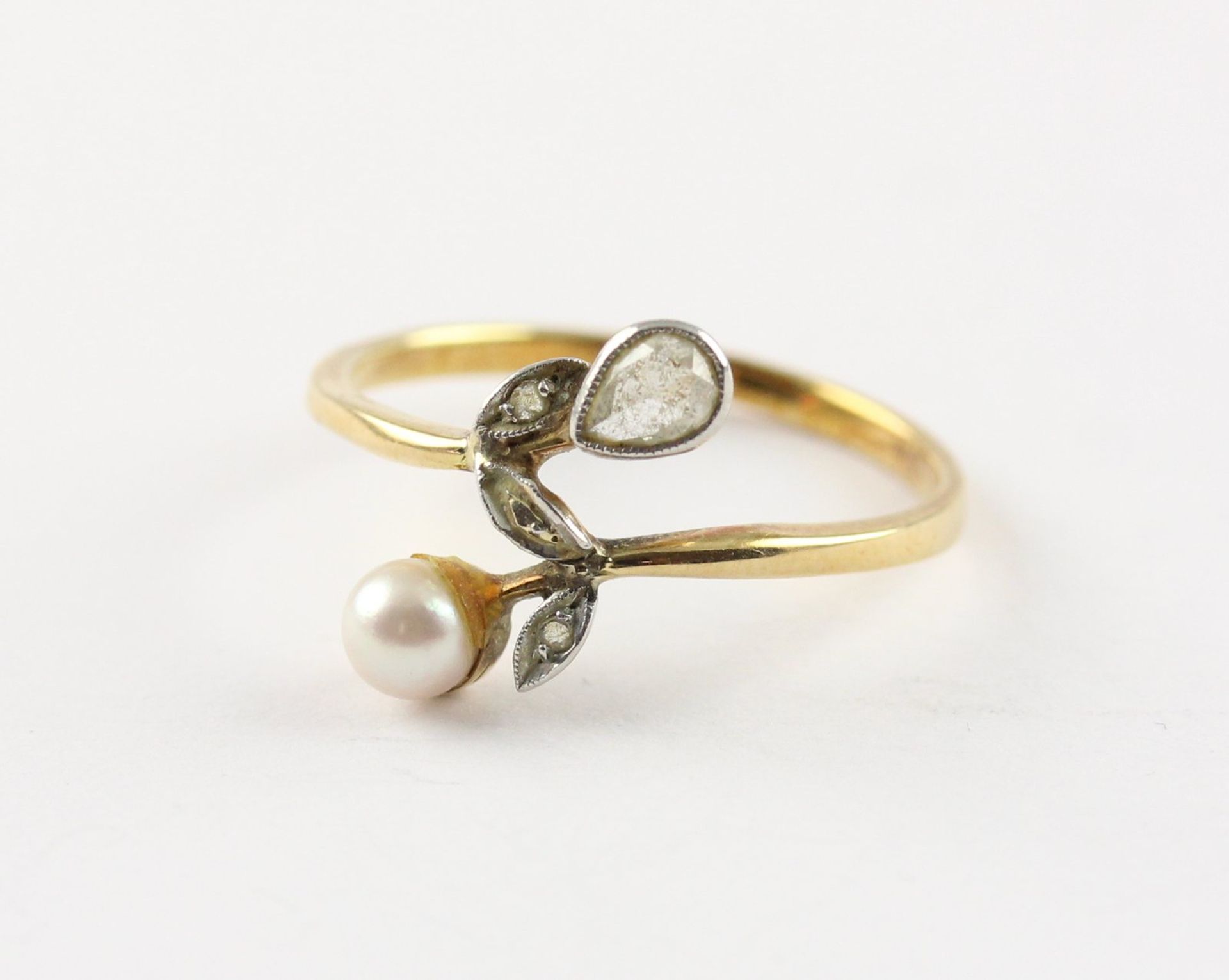 RING, 585/ooo Gelbgold und Silber,