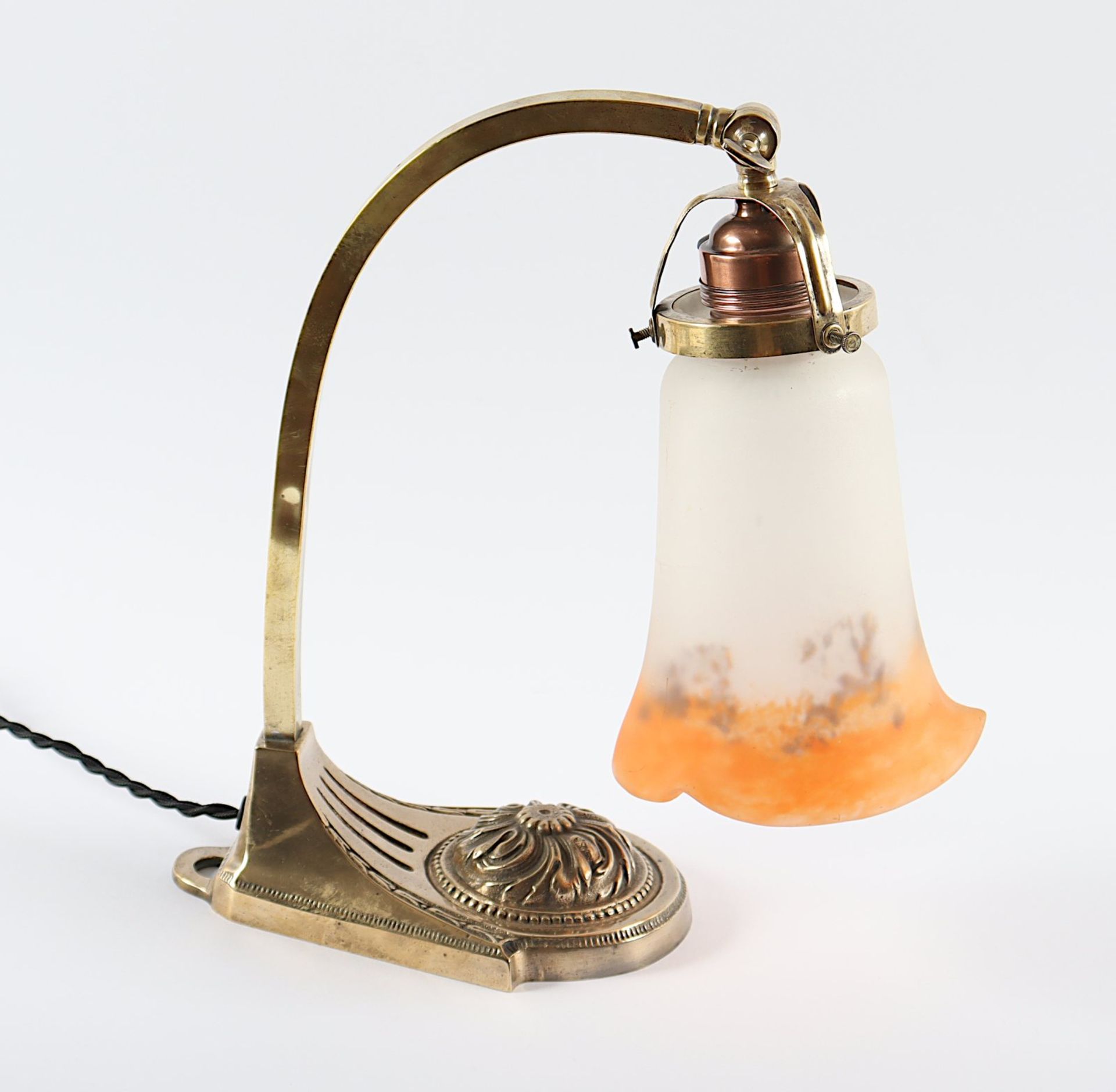 ART-DECO-TISCHLAMPE, Bronze, Schirm