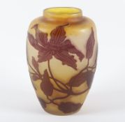 VASE, farbloses, satiniertes Glas,