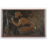 PLAKETTE TRINKENDE, Bronze, 17 x 26,