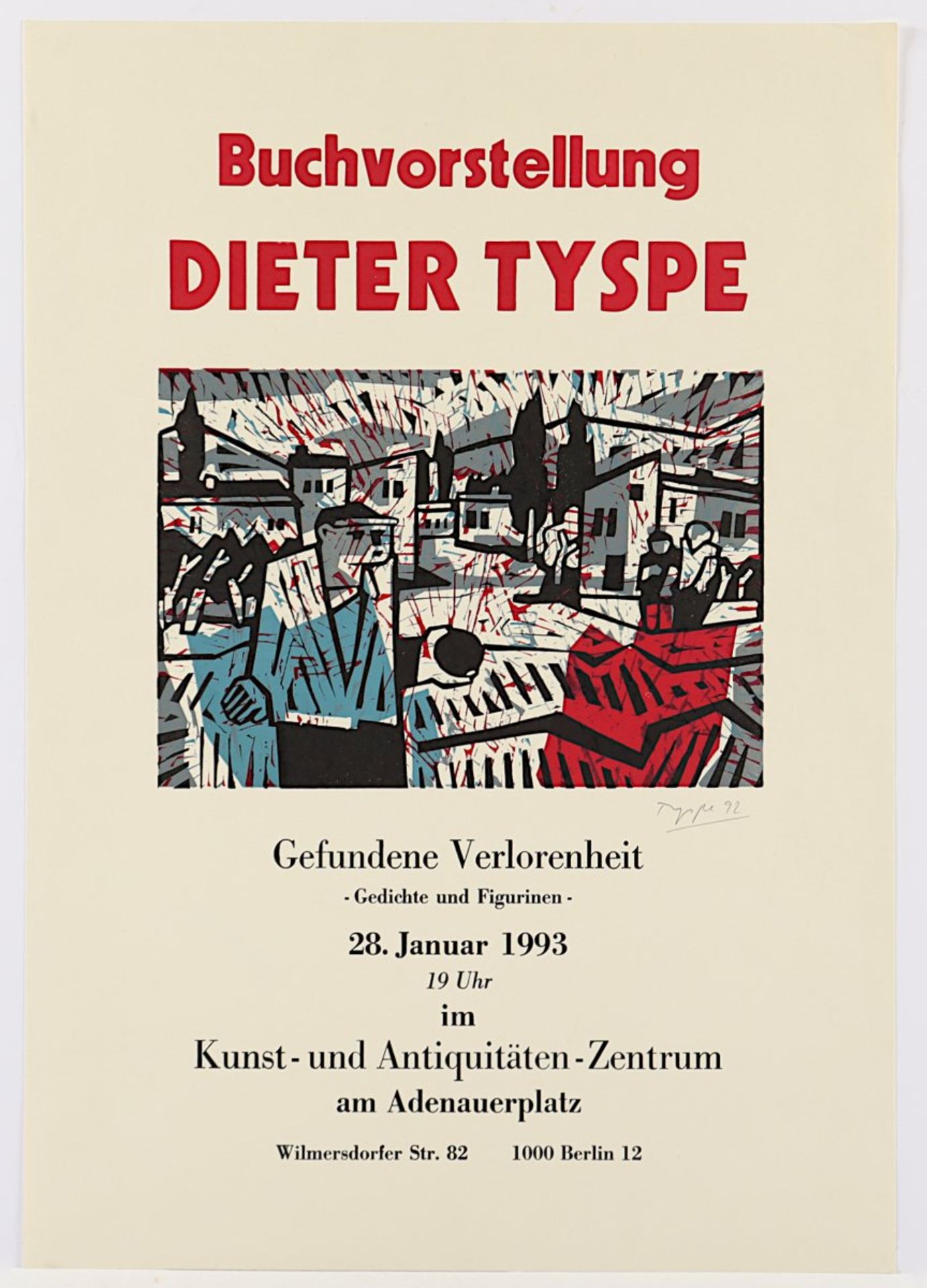 TYPSE, Dieter, Plakat mit Holzschnitt,