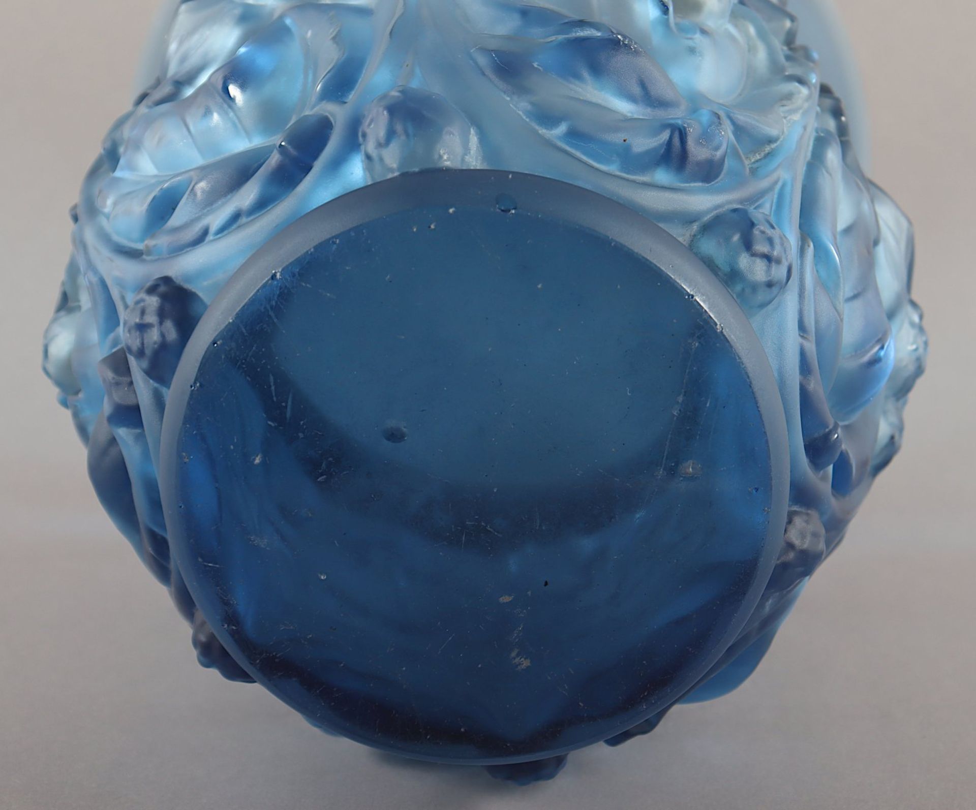 GROSSE VASE, blau getöntes Glas, am - Bild 2 aus 2