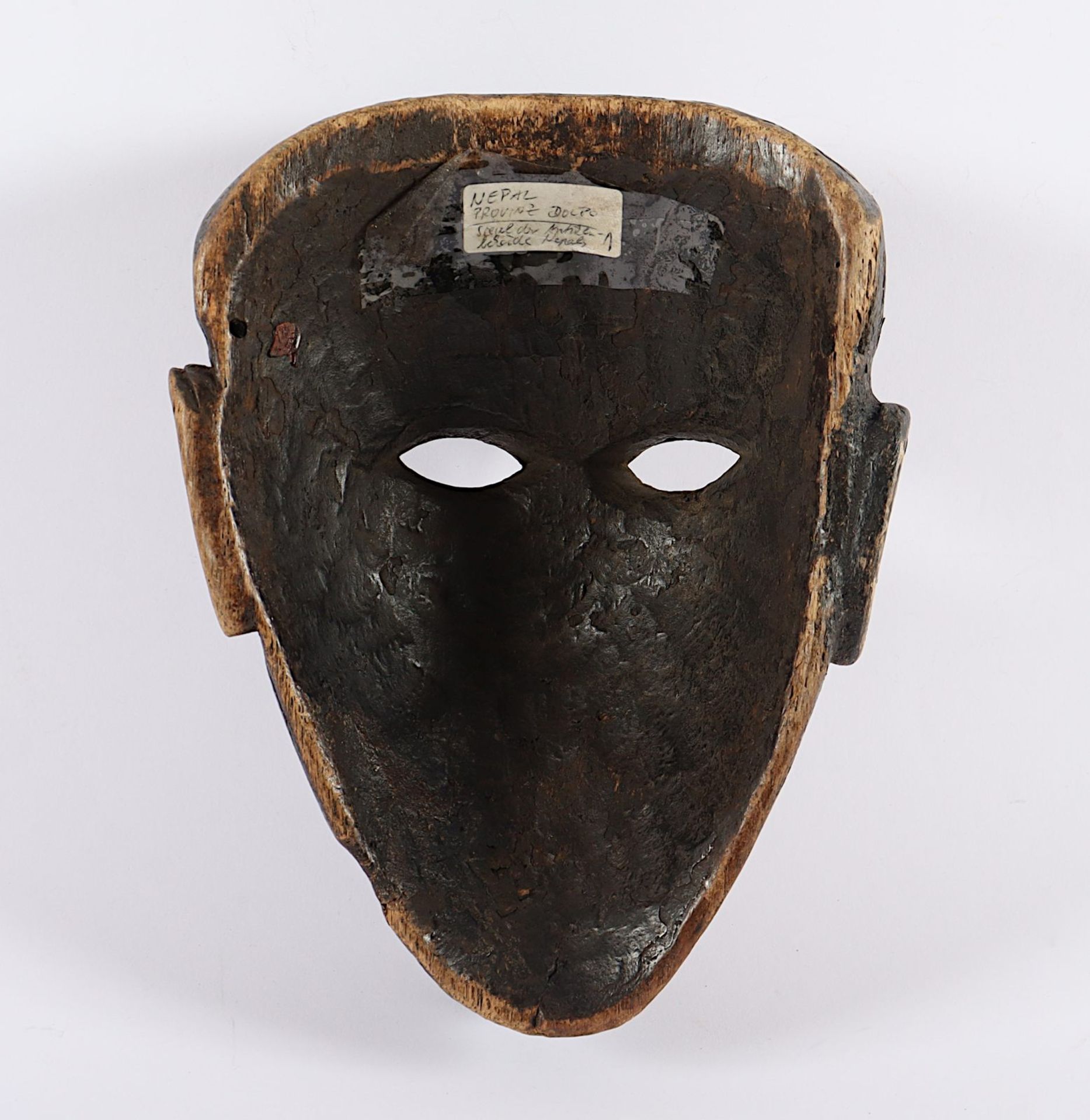 MASKE, Holz, geschnitzt, H 22, besch., - Bild 2 aus 2