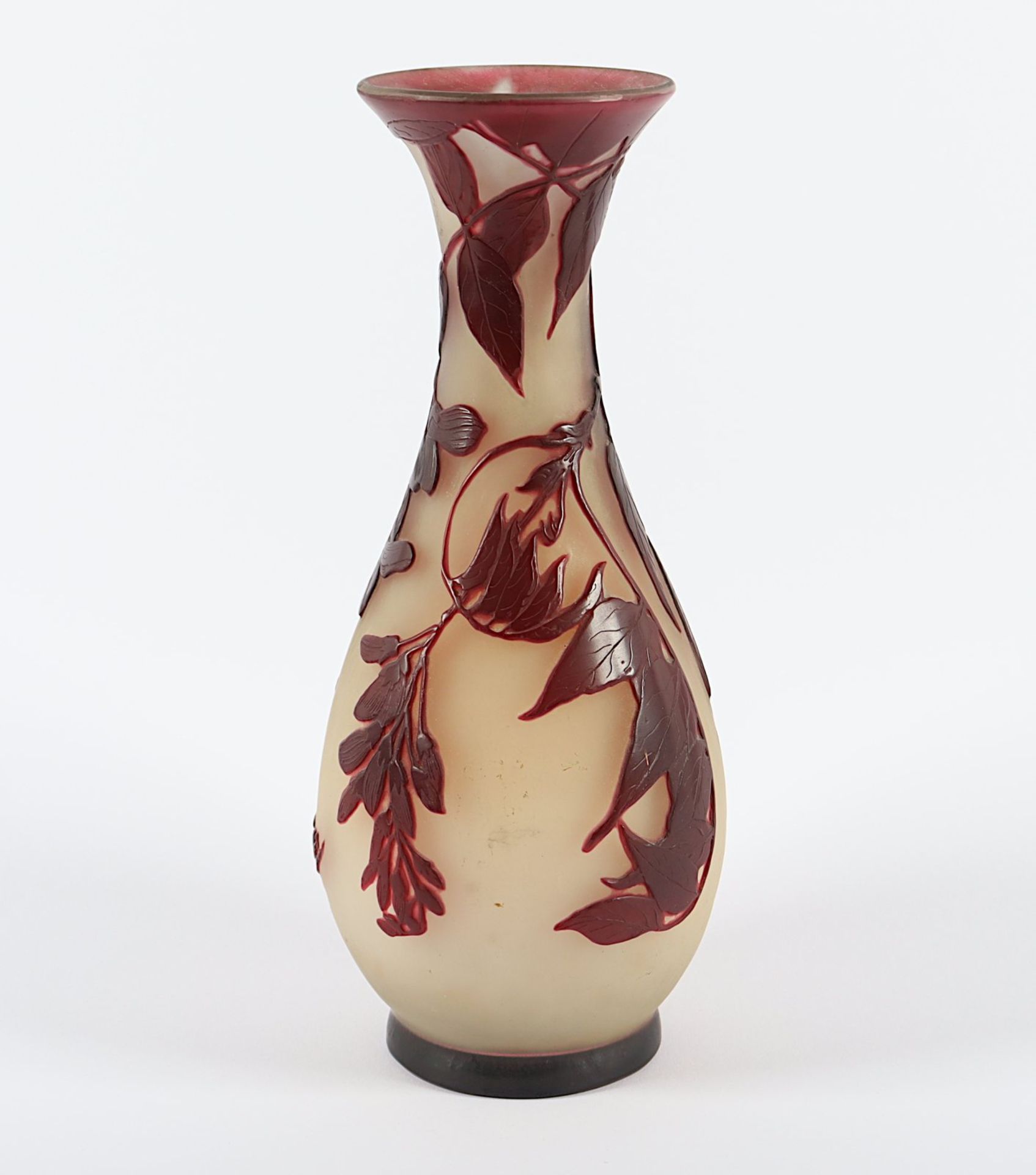 VASE, farbloses, satiniertes Glas, rot - Image 2 of 4