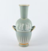 VASE, Keramik, mintgrün, bemalt,