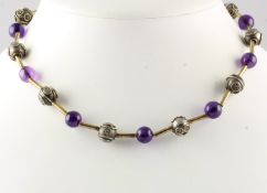 AMETHYST-KETTE, mit Silber- und