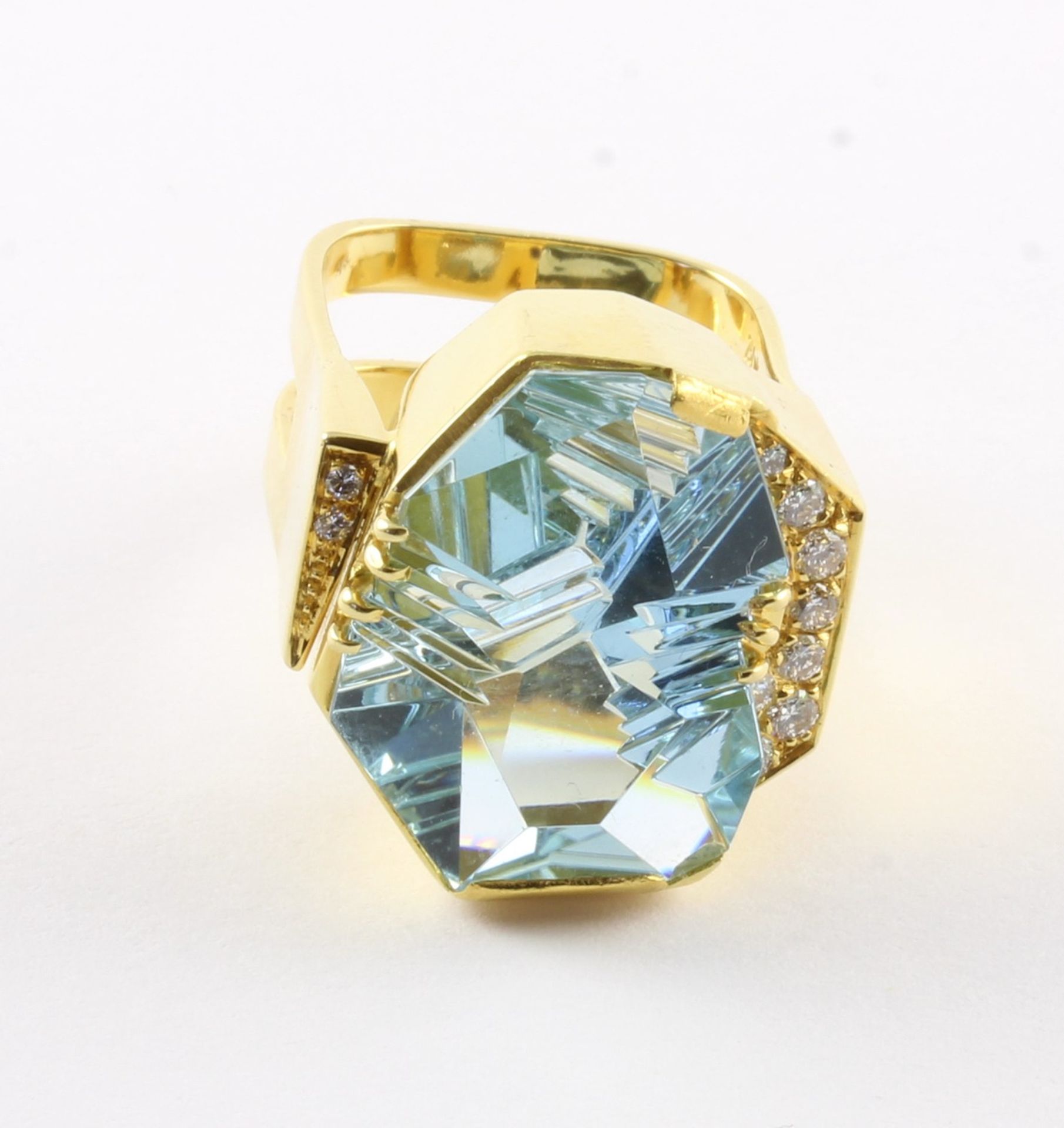 AQUAMARIN-RING, 750/ooo Gelbgold, - Image 2 of 3