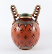 VASE, Keramik, polychrom bemalt, H 30,