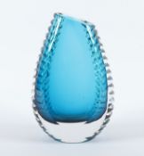 VASE, farbloses Glas, blau