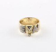 DESIGN-RING, 585/ooo Gelbgold, besetzt