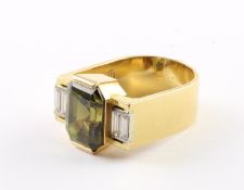 CHYSOBERYLL-RING, 750/ooo Gelbgold,