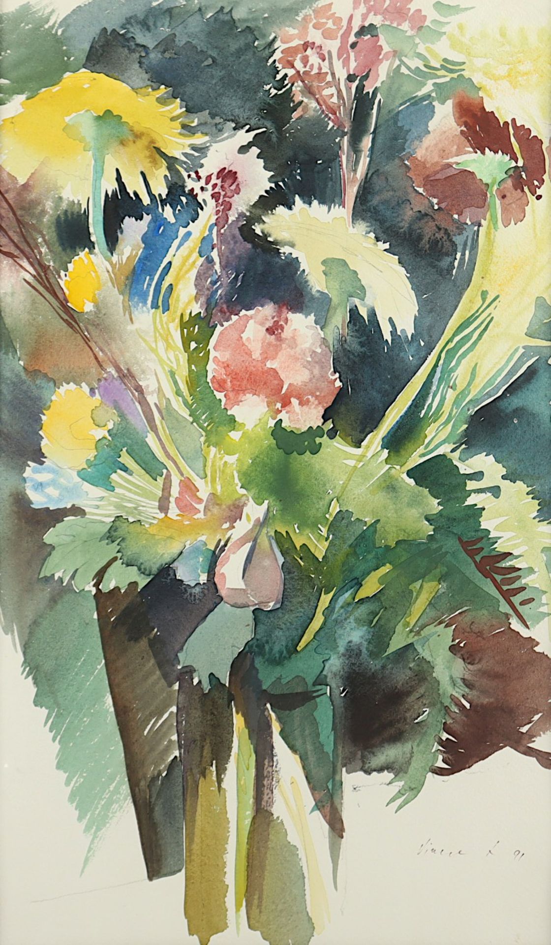 LASZLO, Vince, "Flowers", Aquarell, 52 - Image 2 of 3