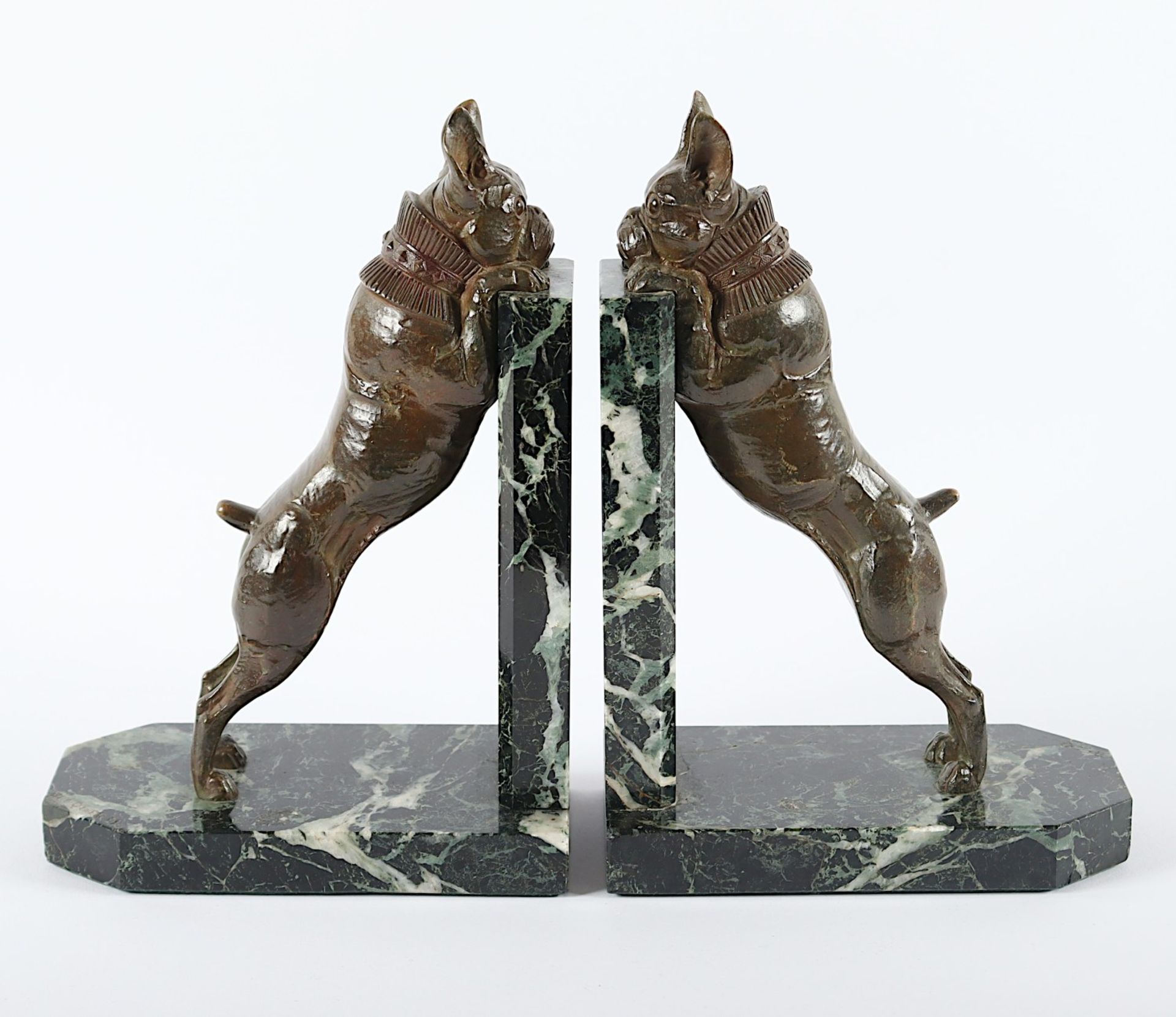 PAAR BUCHSTÜTZEN "BULLDOGGE", Bronze - Bild 2 aus 4