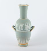 VASE, Keramik, mintgrün, bemalt,