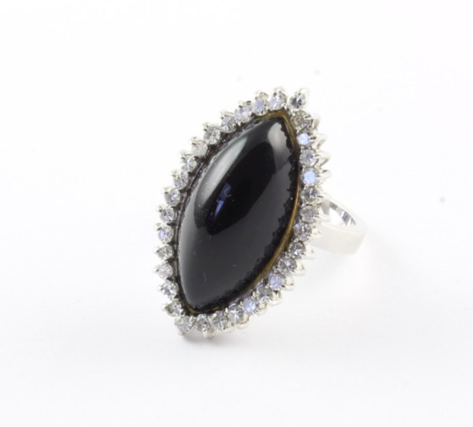 ONYX-BRILLANT-RING, 585/ooo Weißgold,