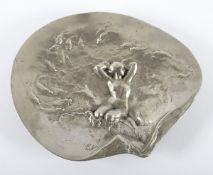 JUGENDSTIL-SCHALE, Bronze, versilbert,