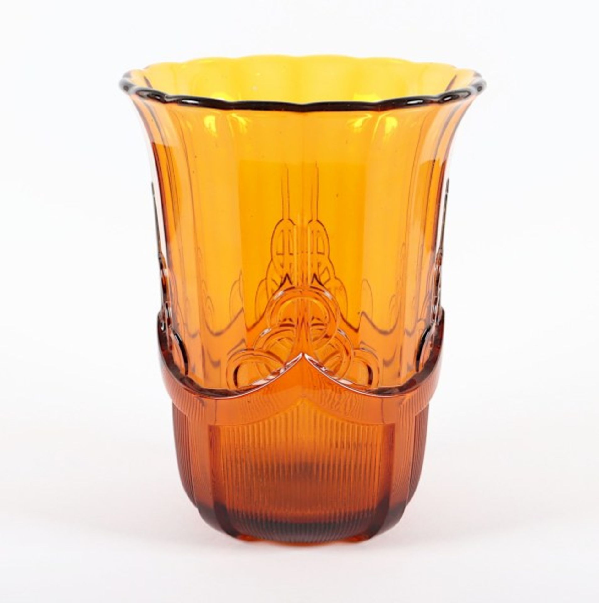 VASE "OLYMPIC", amberfarbenes Glas, H