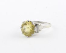 GELBER SAFIR-RING, Platin, Safir von