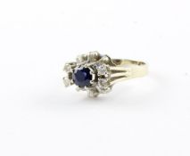 SAFIR-BRILLANT-RING, 585/ooo Weißgold,