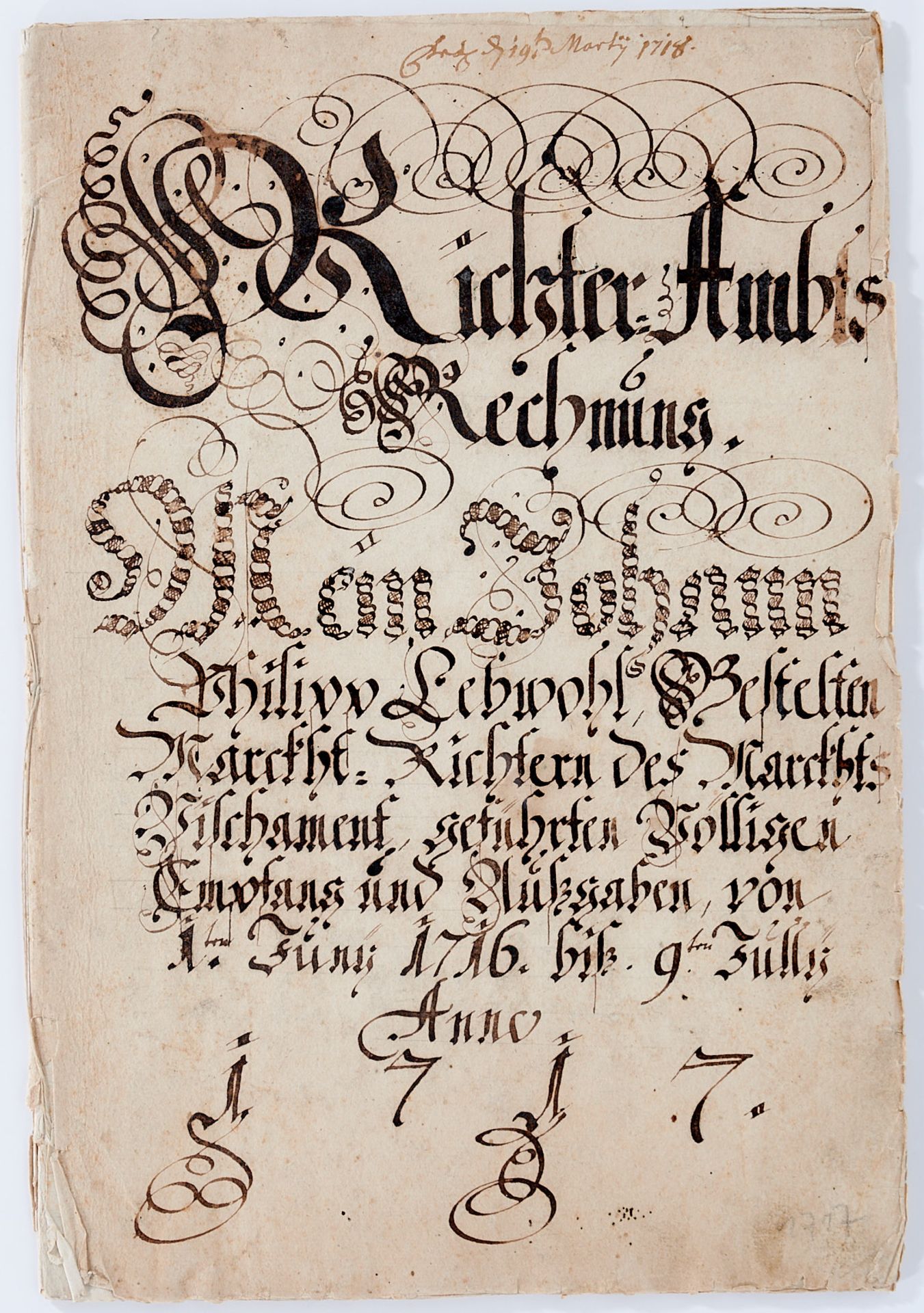 Fischamend "Richter Ambts Rechnung". - Deutsche Handschrift auf Papier.