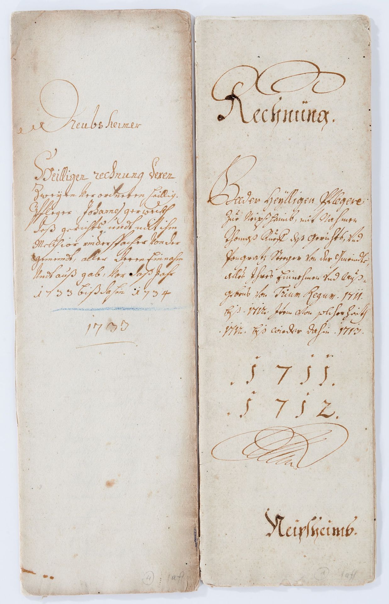 Neibsheim Heiligenrechungen - 3 Handschriften auf Papier. - Image 2 of 2