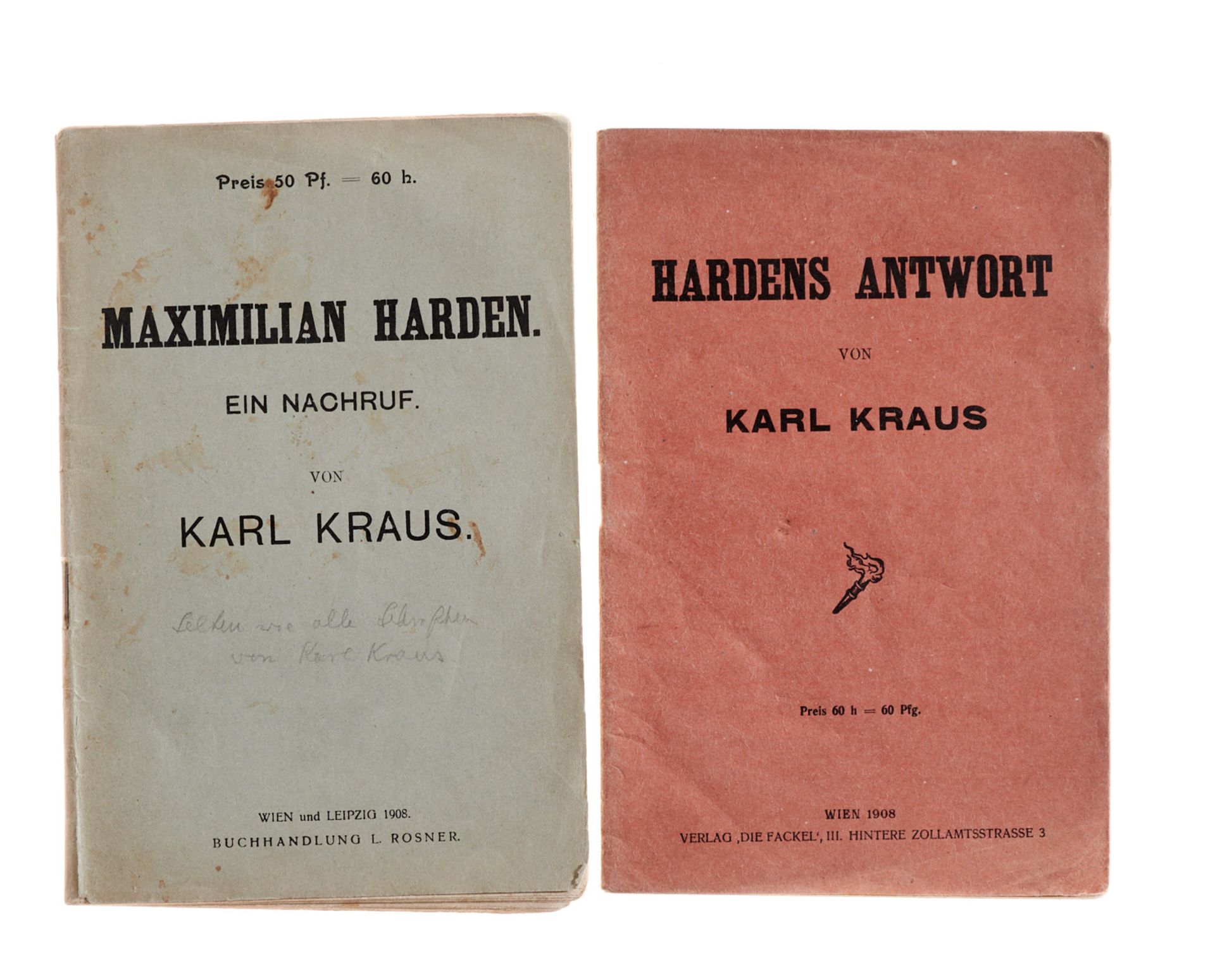Kraus - 2 Sonderdrucke aus der Zeitschrift "Die Fackel" mit Texten
