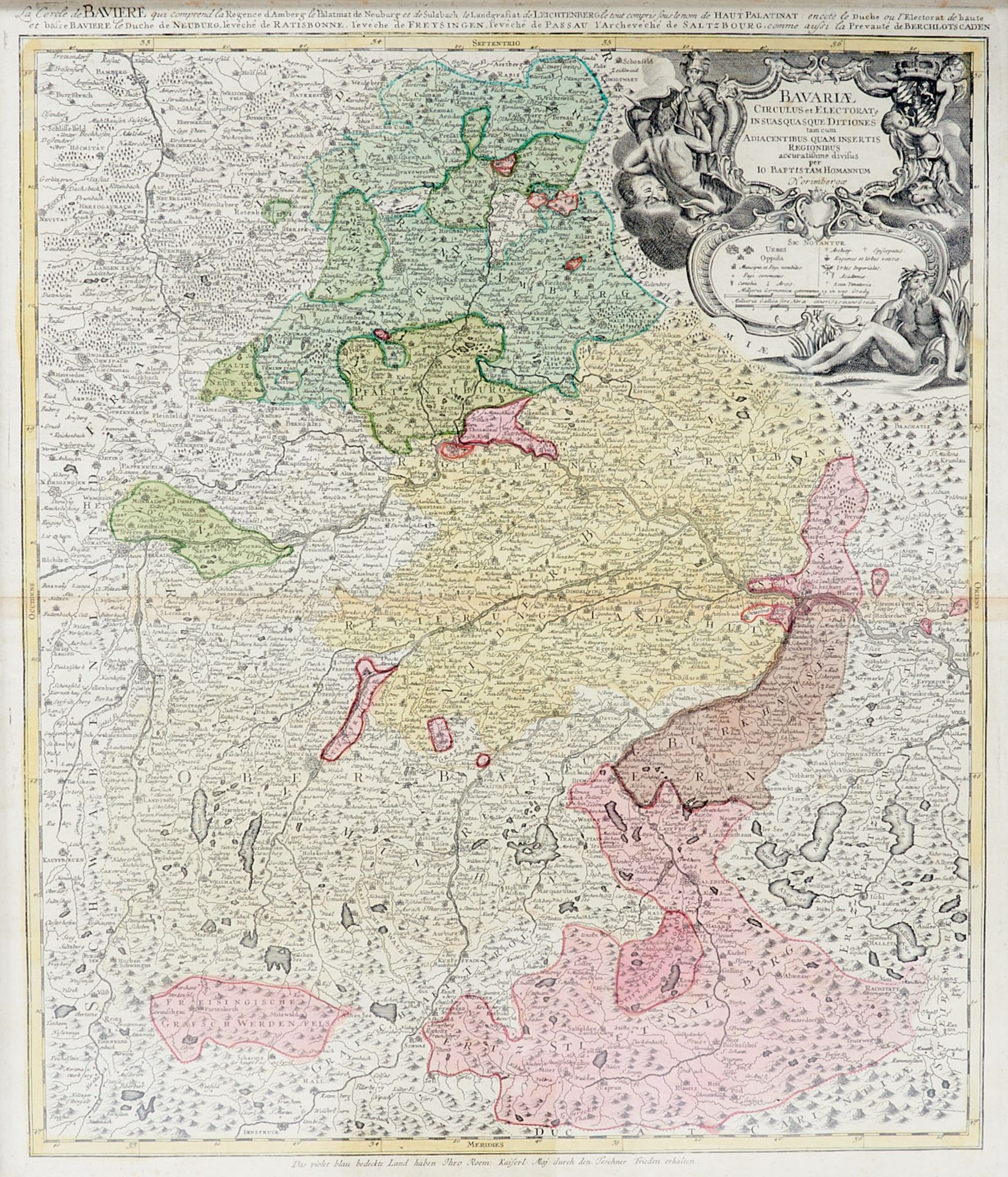 Leichte Altersund Gebrauchsspuren. Beiliegen 3 altkolor. Kupferstichkarten von Bayern, erschienen - Image 3 of 3